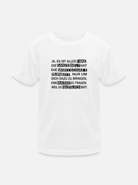 Lustige Corona Sprüche Verschwörung - Kinder Funktions-T-Shirt - Weiß