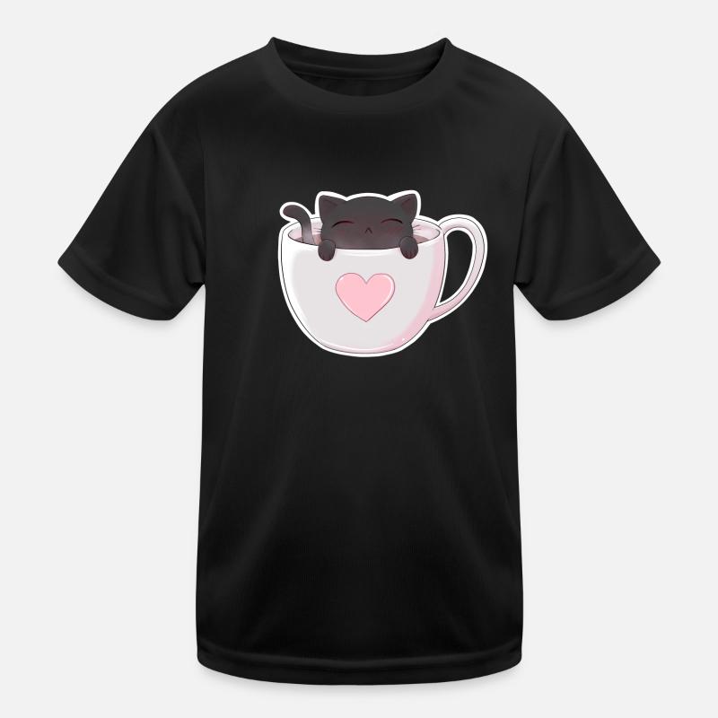 Katzen Kafee Kinder Funktions-T-Shirt