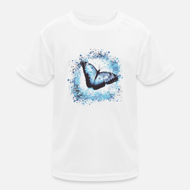 papillon ,bleu ,graffiti,turquoise,peinture T-shirt sport Enfant