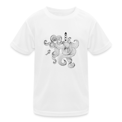 Leuchtturm mit Wellen - Kinder Funktions-T-Shirt