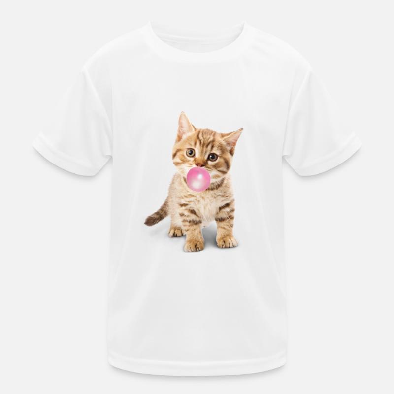 Le chat mignon souffle du bubblegum rose T-shirt sport Enfant