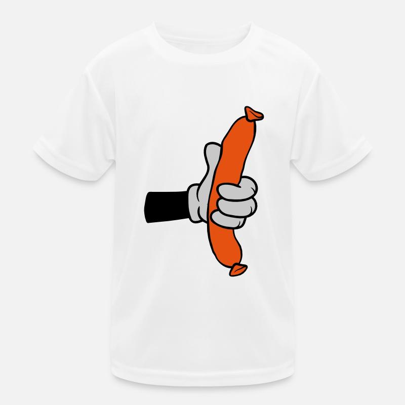Comic Hand Holds Sausage Kids Functional T-Shirt