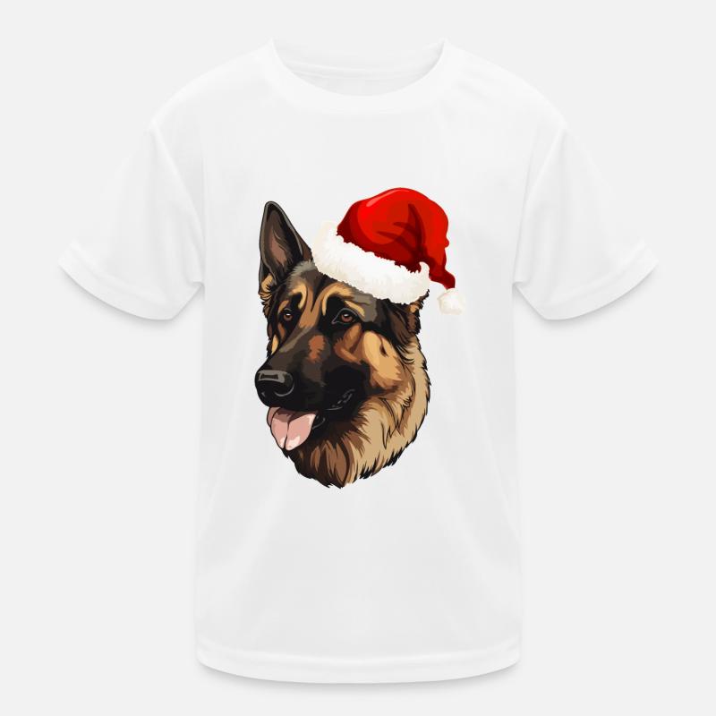 German Shepherd in Santa's Cap Kids Functional T-Shirt