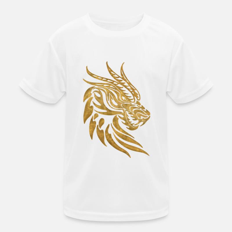 Fantasy Dragon Head Anime Tattoo Mythical Reptile Kids Functional T-Shirt
