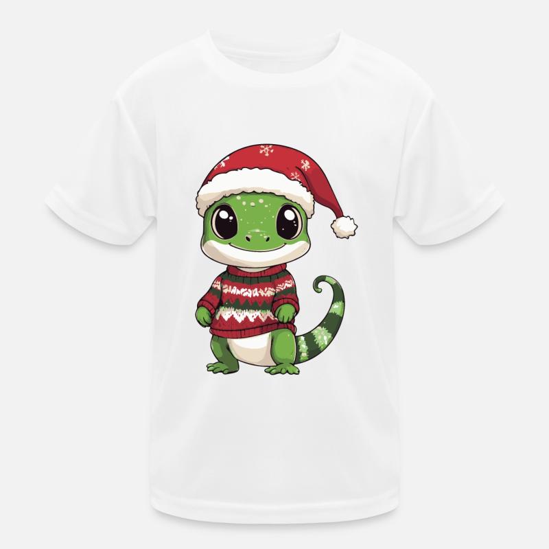 Echse Weihnachten Comic Kinder Funktions-T-Shirt