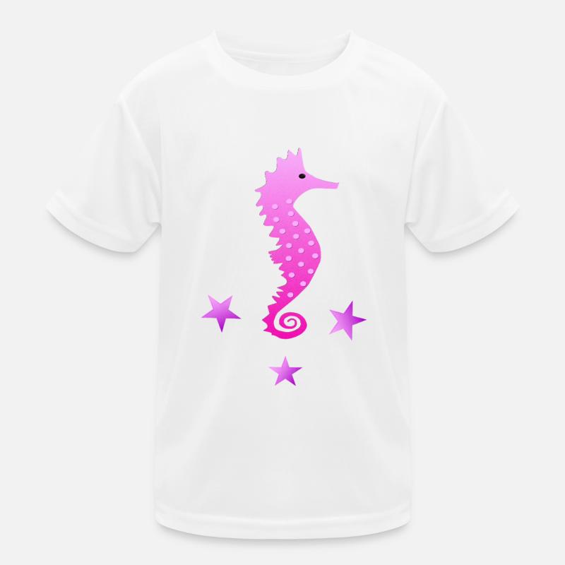 rosa Seepferdchen Wasserratte Schwimmabzeichen Kinder Funktions-T-Shirt