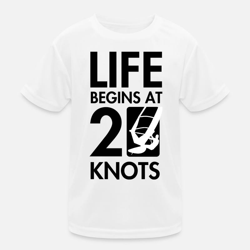 Windsurfen, das Leben beginnt bei 20knt - Kinder Funktions-T-Shirt - Weiß