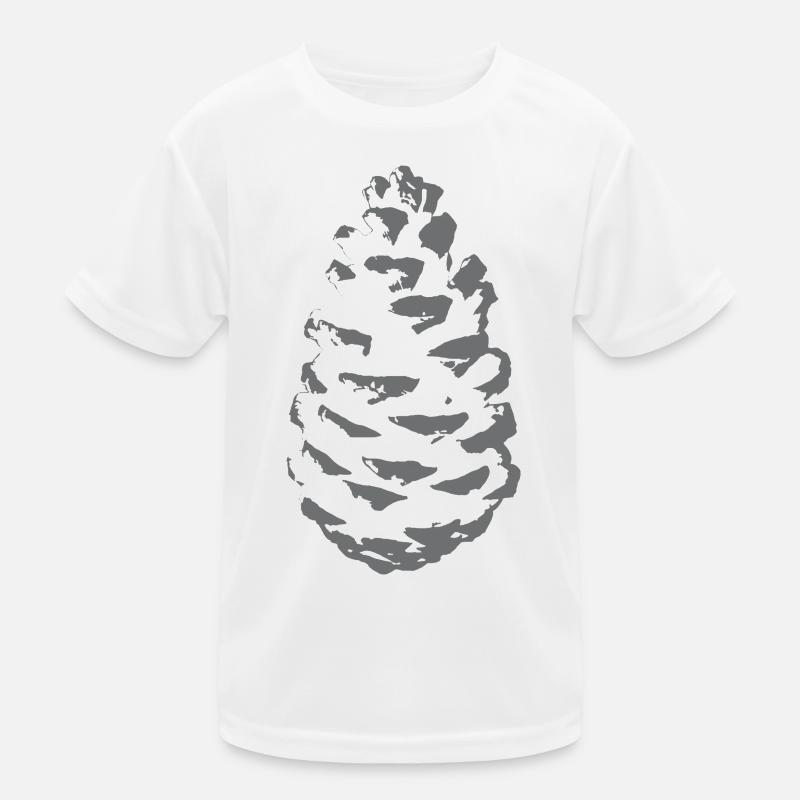Spruce cone silhouette in shade grey Kids Functional T-Shirt