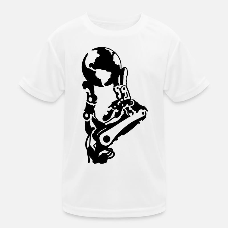 Globe in robot hand Kids Functional T-Shirt