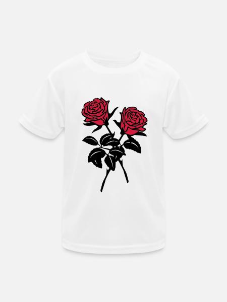 Rosen - Kinder Funktions-T-Shirt - Weiß