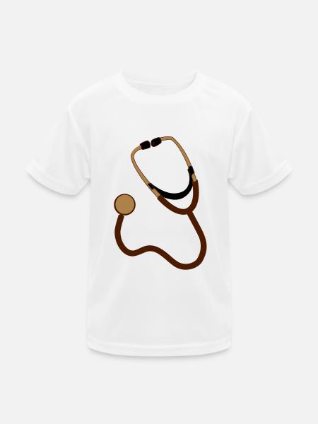 Stethoskop - Kinder Funktions-T-Shirt - Weiß - Vorne