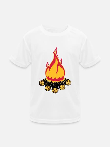 campfire camping evening night camping camper wood - Kids Functional T-Shirt - white - Front