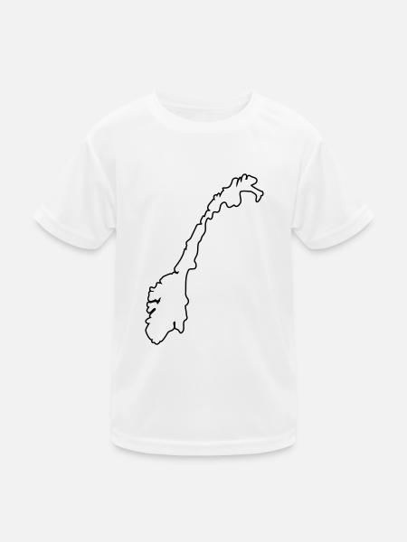 norway map silhouette - Kinder Funktions-T-Shirt - Weiß