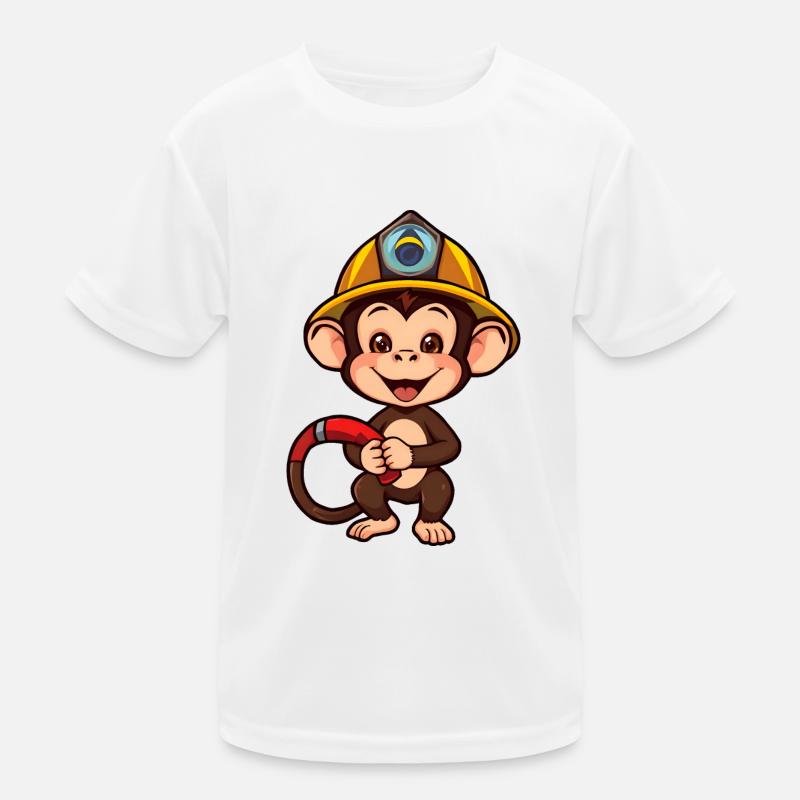Verspielter Affe mit leuchtendem Helm Kinder Funktions-T-Shirt