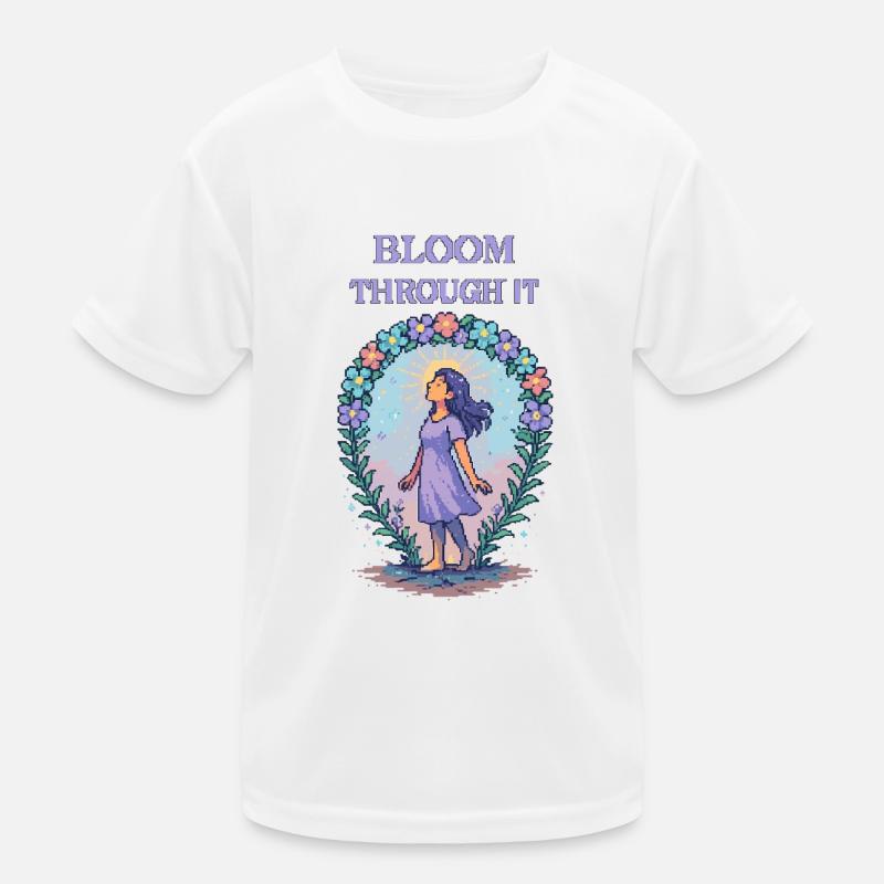 Bloom Through It – Resilience Pixel Art Tee Kids Functional T-Shirt