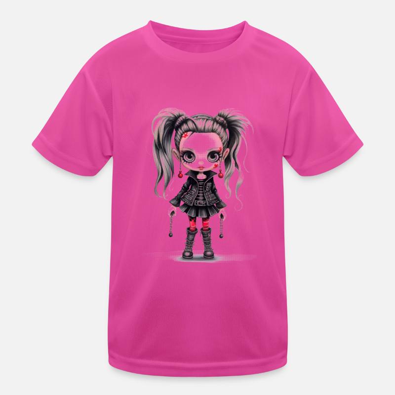 Gothic-Punk-Mädchen Kinder Funktions-T-Shirt