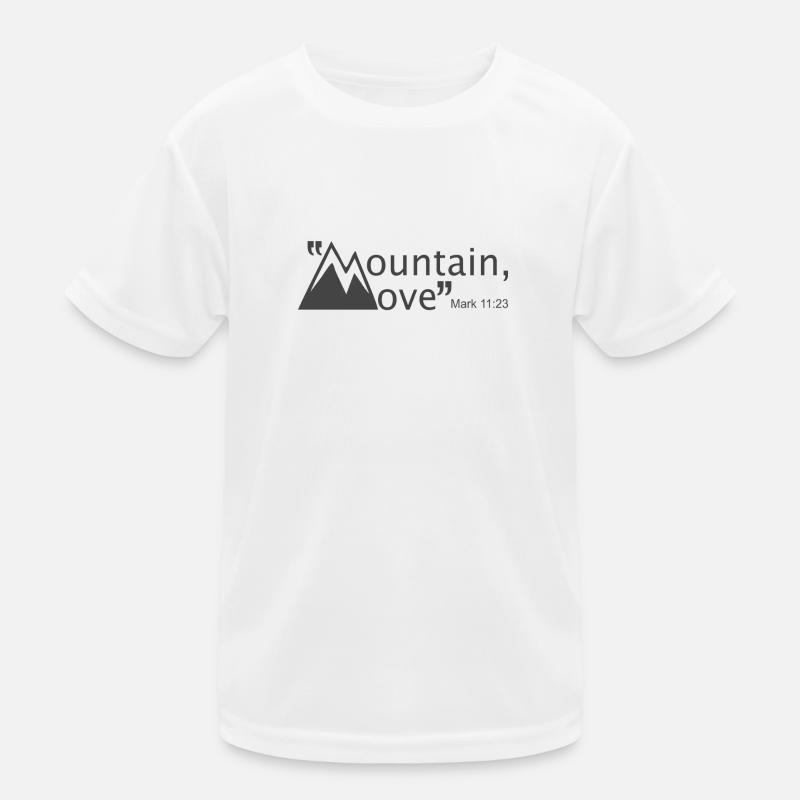 Christian Design Mountain Move Markus 11 Vers 23 Kinder Funktions-T-Shirt