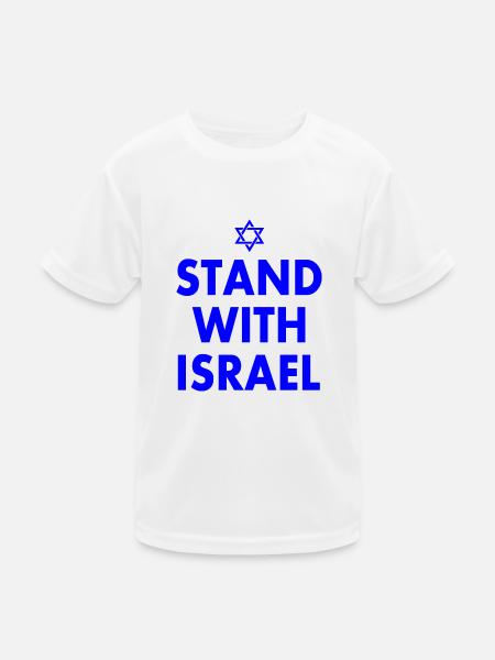 Stand with israel - Kinder Funktions-T-Shirt - Weiß - Vorne