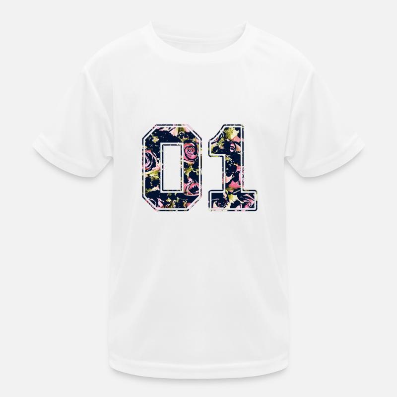 Nummer 01 / Rosen Muster / Partnerlook Paar Shirts Kinder Funktions-T-Shirt