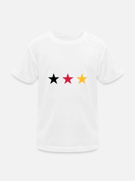 Drei Sterne Deutschlandfahne - Kinder Funktions-T-Shirt - Weiß - Vorne