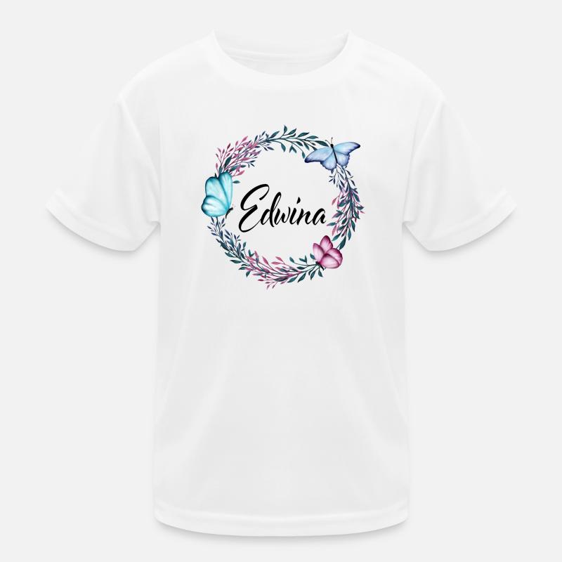 Edwina, nom, lettrage, couronne de fleurs, cadeau T-shirt sport Enfant