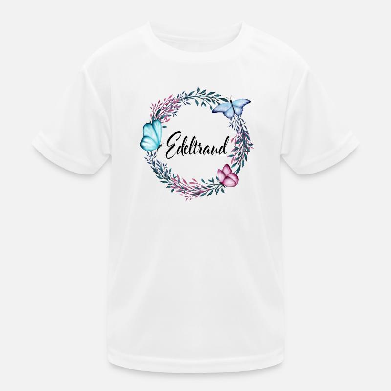 Edeltraud, nom, lettrage, couronne fleurs, cadeau T-shirt sport Enfant