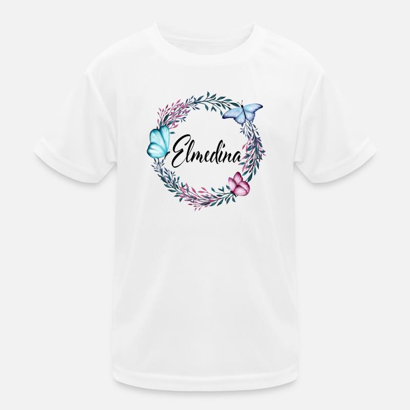 Elmedina, nom, lettrage, couronne de fleurs, cadea T-shirt sport Enfant