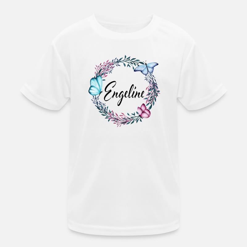Engeline, nom, lettrage, couronne de fleurs, cadea T-shirt sport Enfant