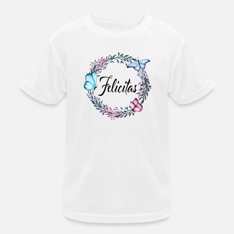 Felicitas, nom, lettrage, couronne de fleurs, cade T-shirt sport Enfant