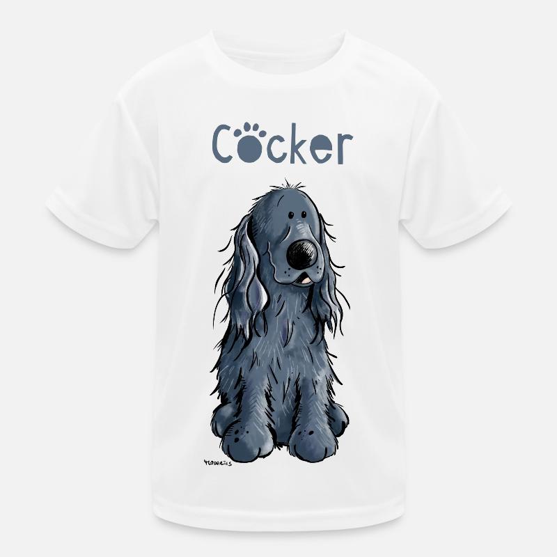 Funny Black Cocker Spaniel - Kids Functional T-Shirt - white