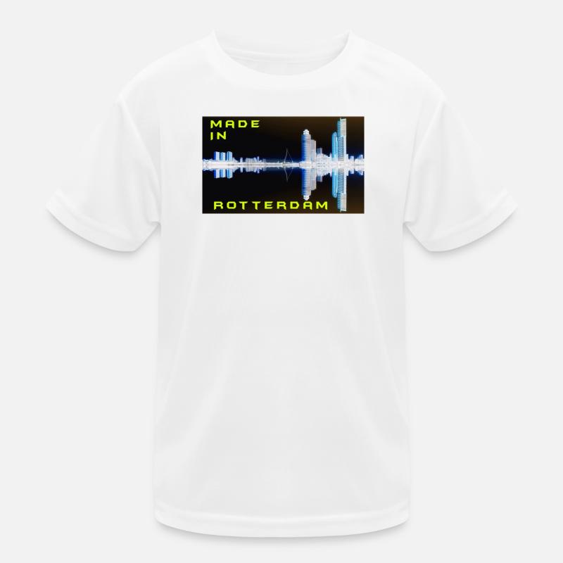 Futuristic Rotterdam Skyline Reflection Kids Functional T-Shirt