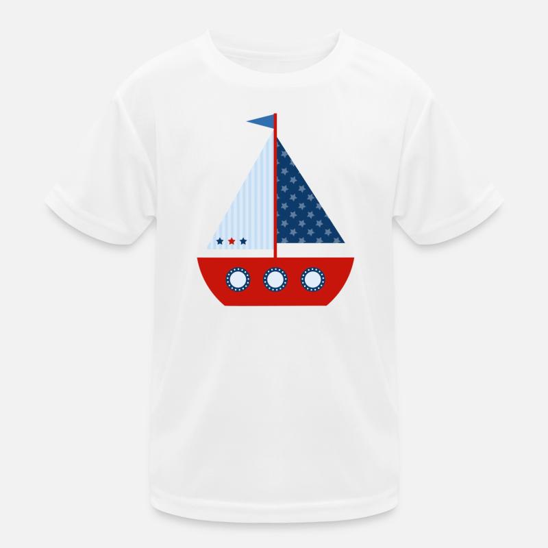 Segelboot - Kinder Funktions-T-Shirt - Weiß