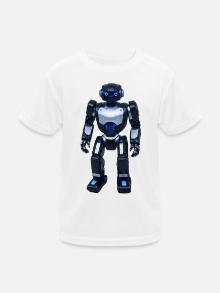 Roboter - Kinder Funktions-T-Shirt - Weiß - Vorne