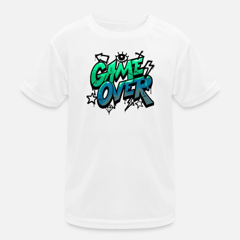 Game Over Neon Graffiti Design - Kinder Funktions-T-Shirt - Weiß