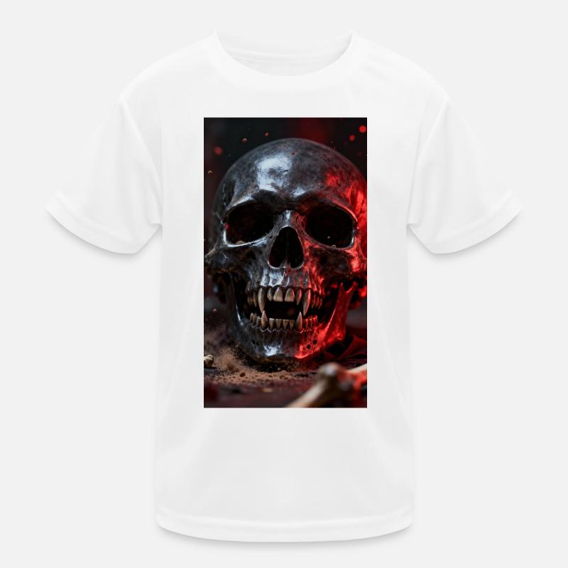 Dark skull in the firelight Kids Functional T-Shirt