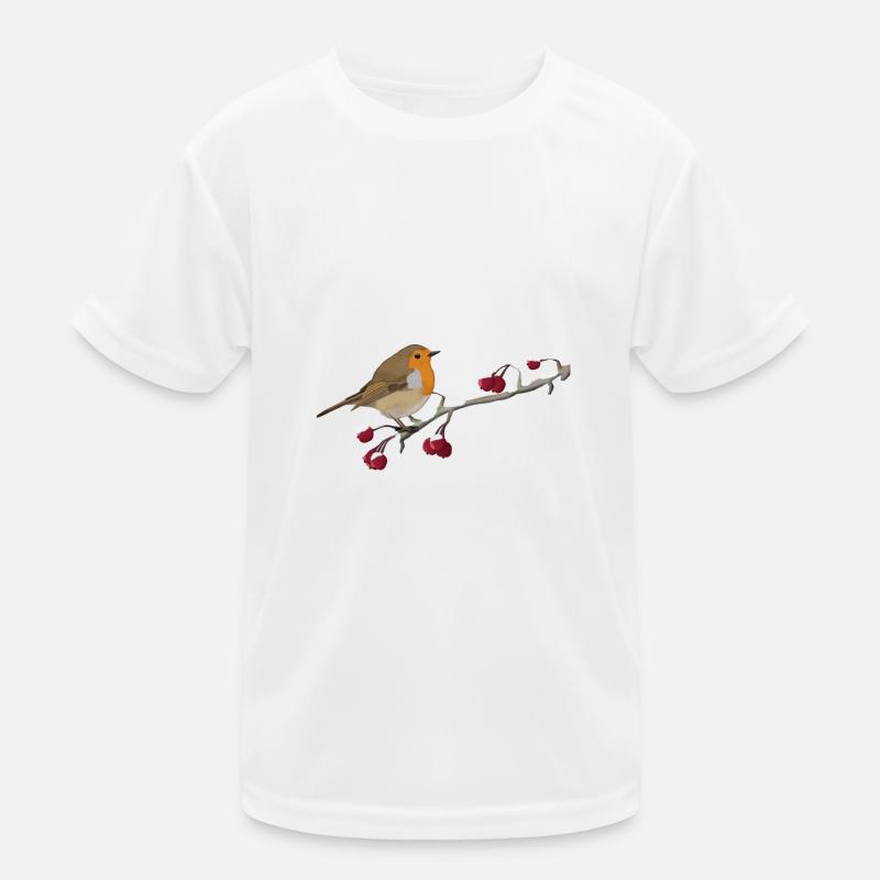Robin bird on a branch birdwatcher Kids Functional T-Shirt