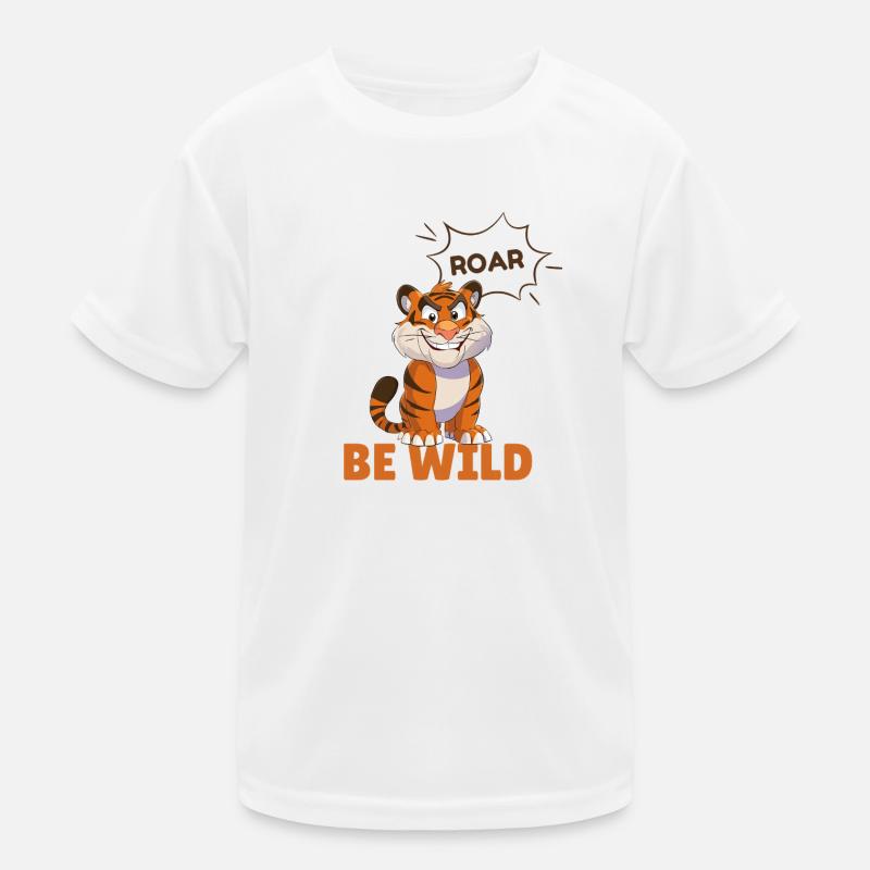 Be Wild - Tiger mit Sprechblase "ROAR" Kinder Funktions-T-Shirt