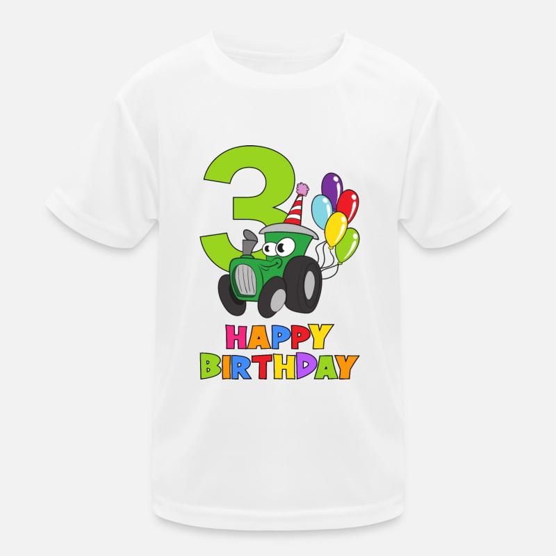 Dritter Geburtstag 3 Jahre alt Trekker Traktor Kinder Funktions-T-Shirt