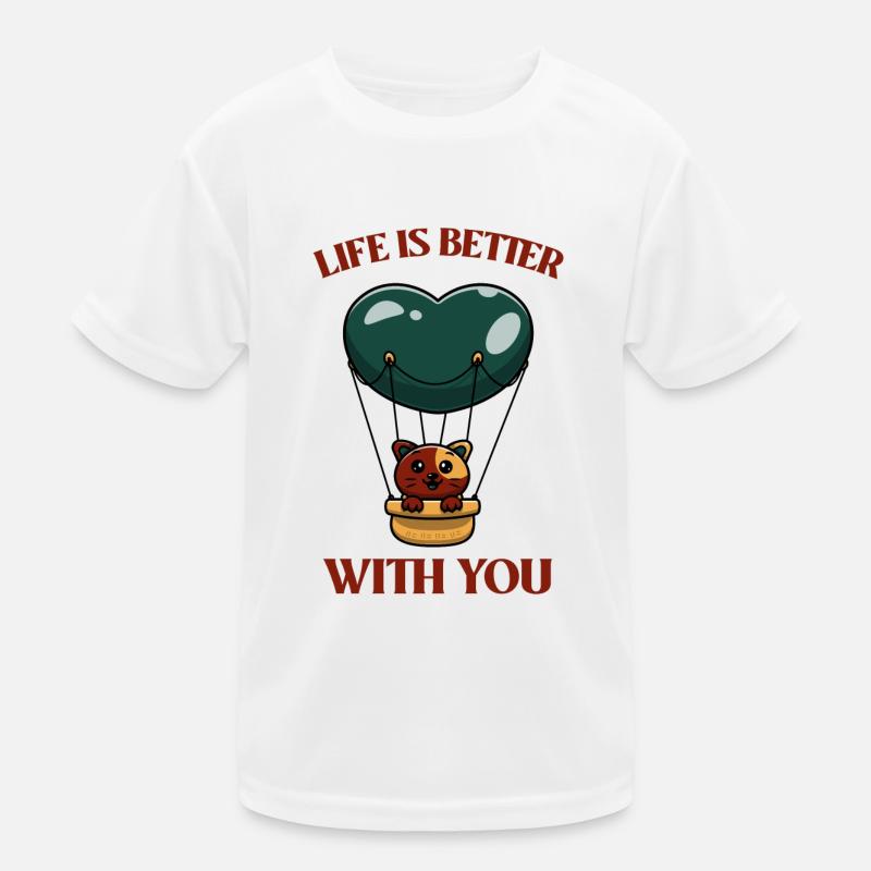 Heißluftballon Katze Kinder Funktions-T-Shirt