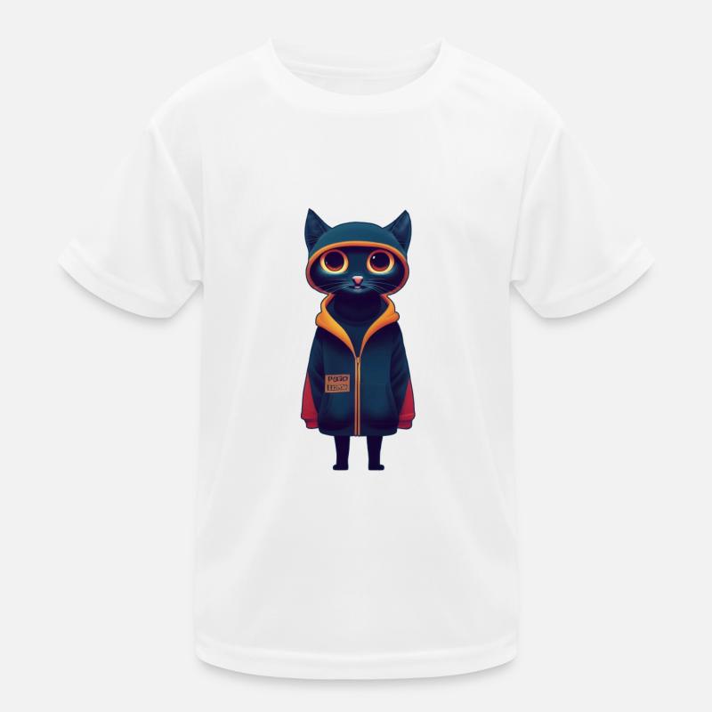 Katze mit Pulli - Kinder Funktions-T-Shirt - Weiß