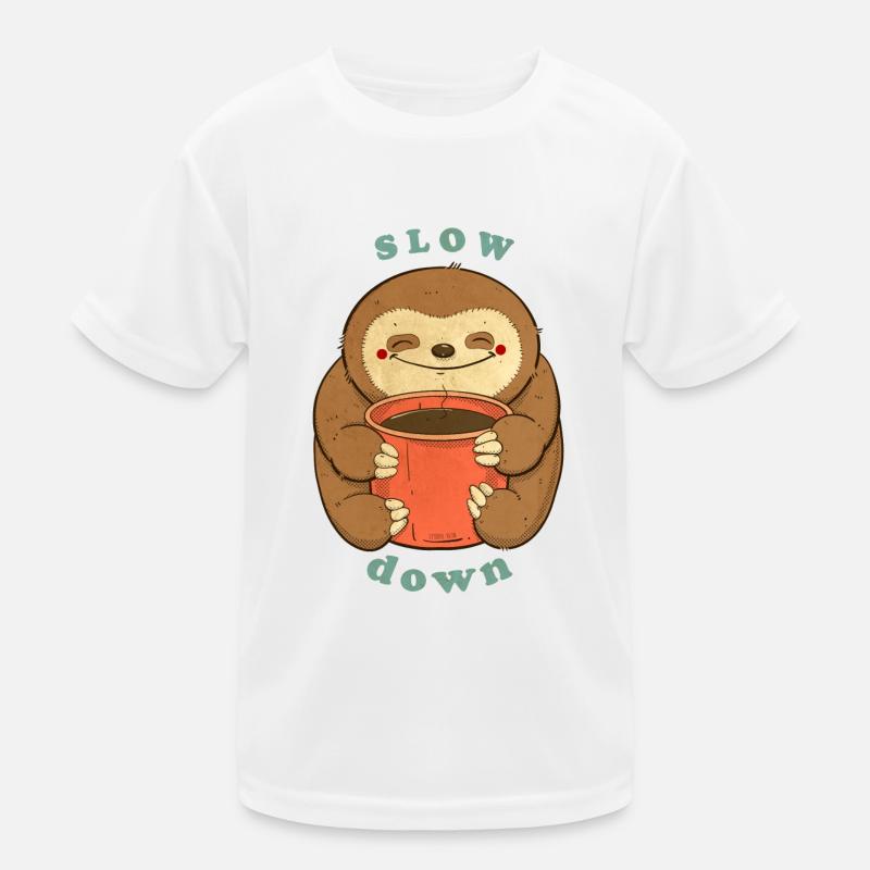 sloth with coffee slow down - Kids Functional T-Shirt - white