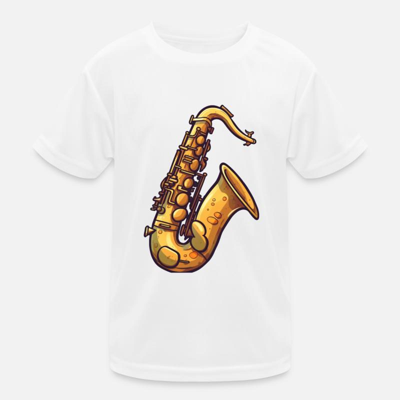 Saxophone in comic style Kids Functional T-Shirt