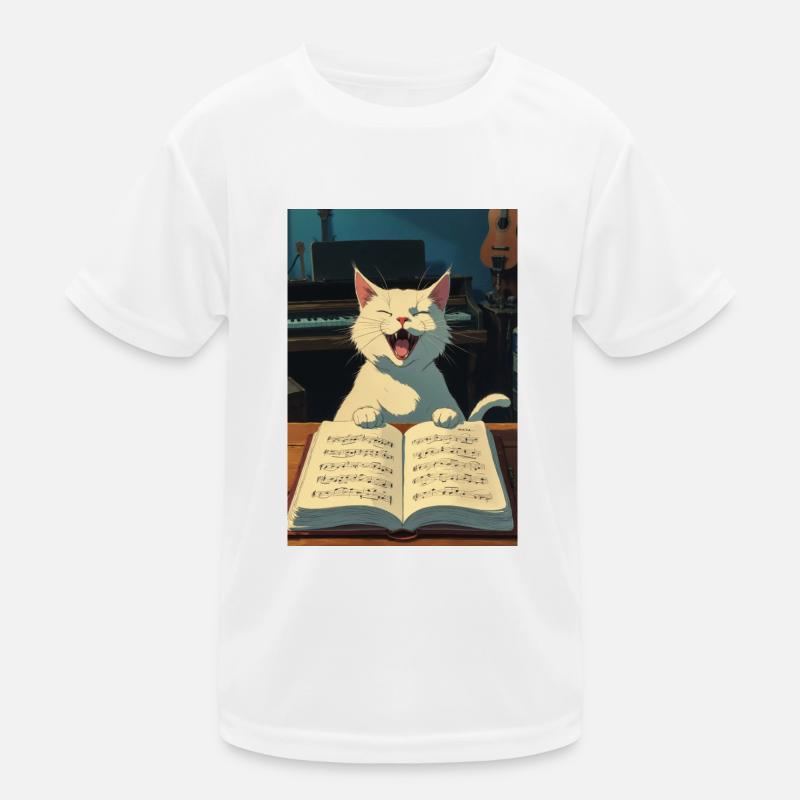 Süßes Kätzchen singt Kinder Funktions-T-Shirt