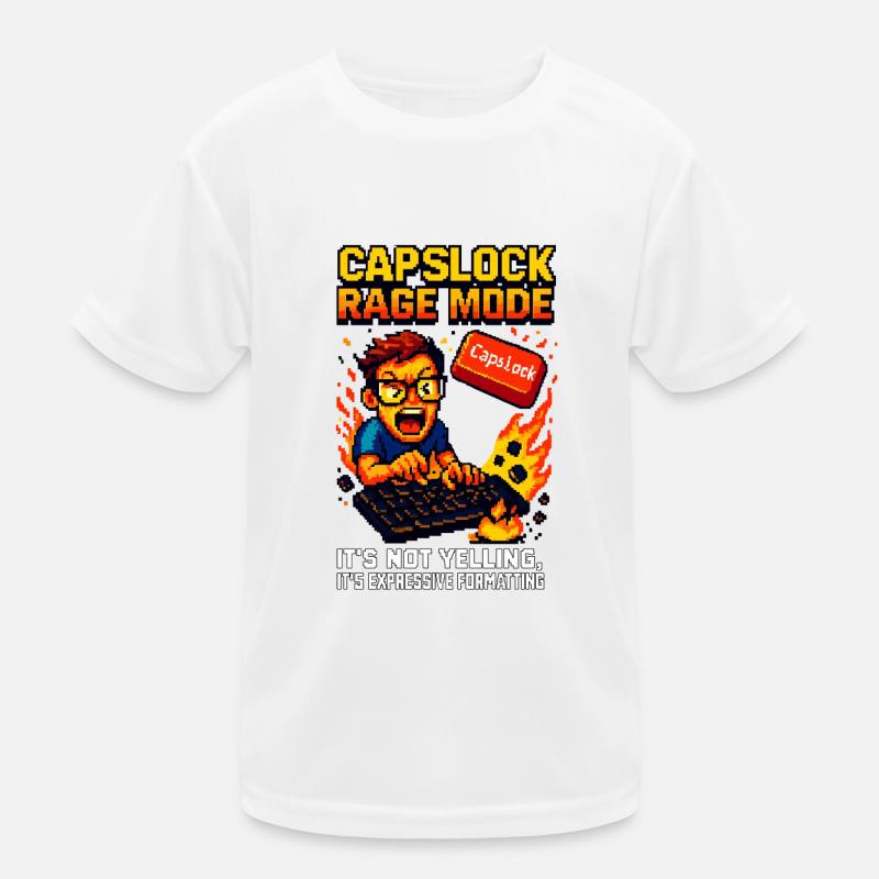 Capslock Rage Mode - Nerd de pixels en colère - T-shirt sport Enfant - blanc