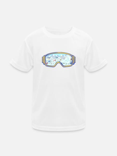Ski Google, Snowboard - Kinder Funktions-T-Shirt - Weiß - Vorne