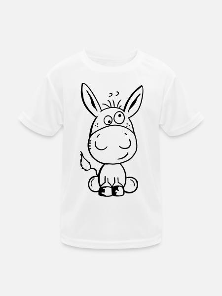 Eselchen Comic Tier - Tiere - Esel - Kinder Funktions-T-Shirt - Weiß - Vorne