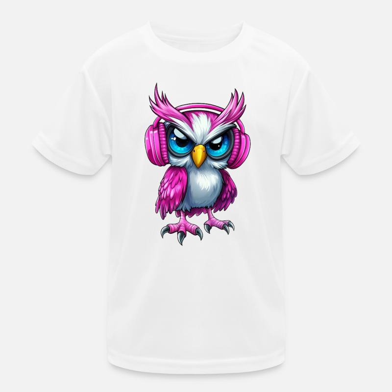 pink rosa lila Eule mit Kopfhörer :) Kinder Funktions-T-Shirt