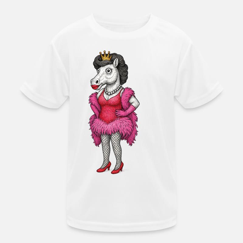 Königliche Stute-Diva in rosa Federn Kinder Funktions-T-Shirt