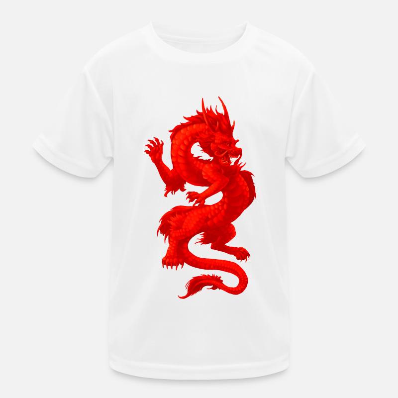 Leuchtender Drache - Kinder Funktions-T-Shirt - Weiß