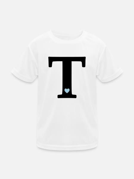 Buchstabe T Anfangsbuchstabe - Kinder Funktions-T-Shirt - Weiß - Vorne